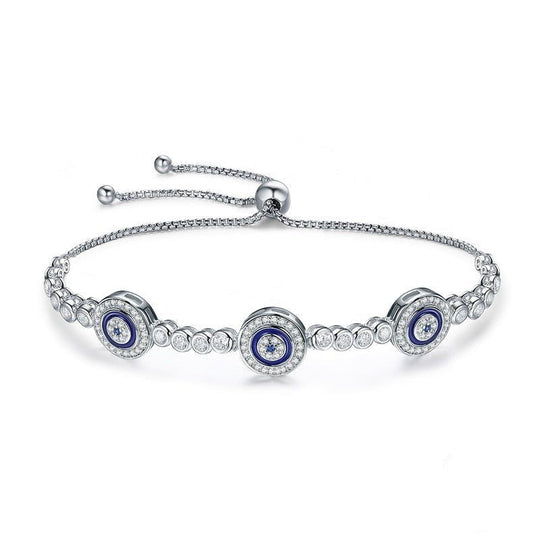 Pulsera de Ojos Turcos Azules de Cristal Circonita